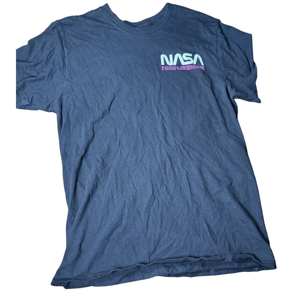 Hyper Space NASA Astronaut Graphic T-Shirt Mens Medium Black Neon Thermal Print